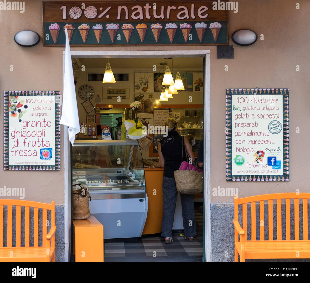 Ice cream - gelato - shop, Sestri Levante, Liguria, Italy Stock Photo