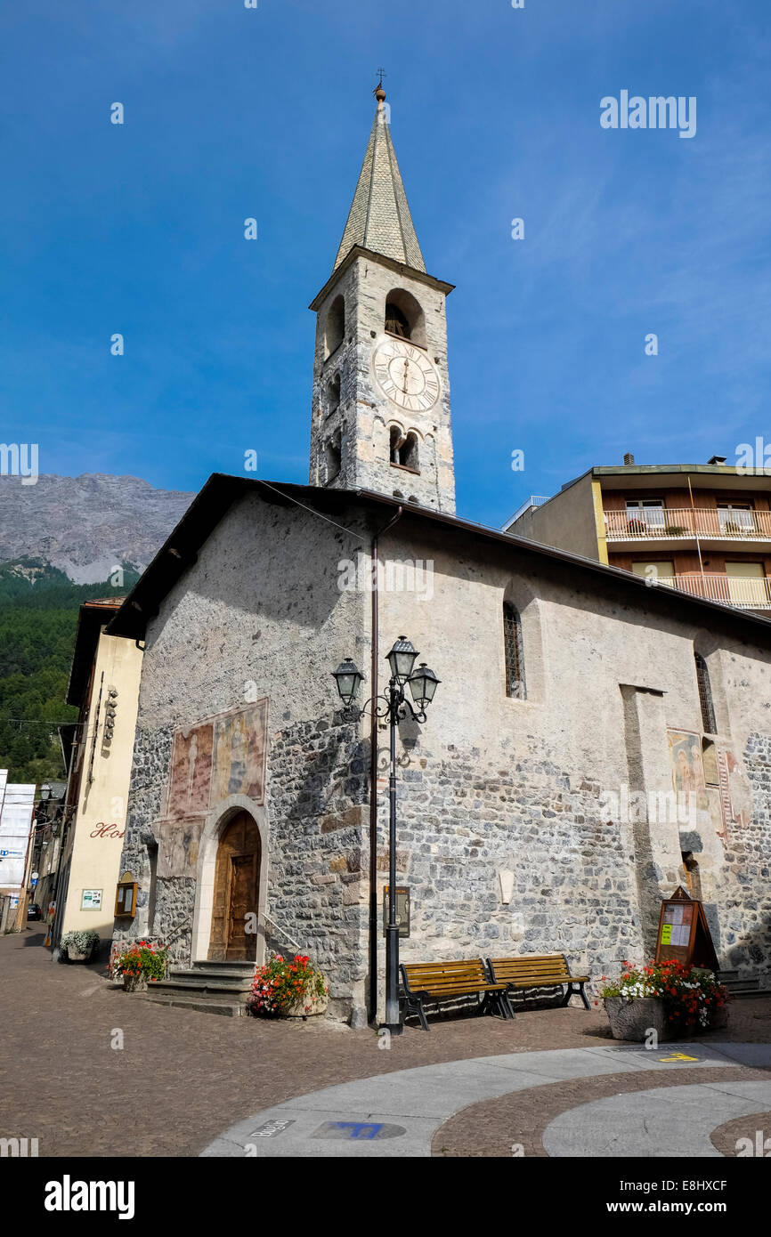 The church of San Vitale in the centre of  Bormio, Lombardy, Italy Stock Photo