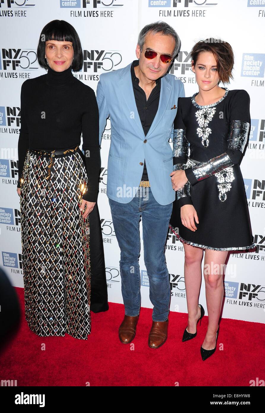 New York, USA. 8th October, 2014. Juliette Binoche, Olivier Assayas, Kristen Stewart at arrivals for CLOUDS OF SILS MARIA Premiere at the 52nd New York Film Festival, Alice Tully Hall at Lincoln Center, new, NY October 8, 2014. Photo By: Gregorio T. Binuya/Everett Collection/ Alamy Live News Stock Photo