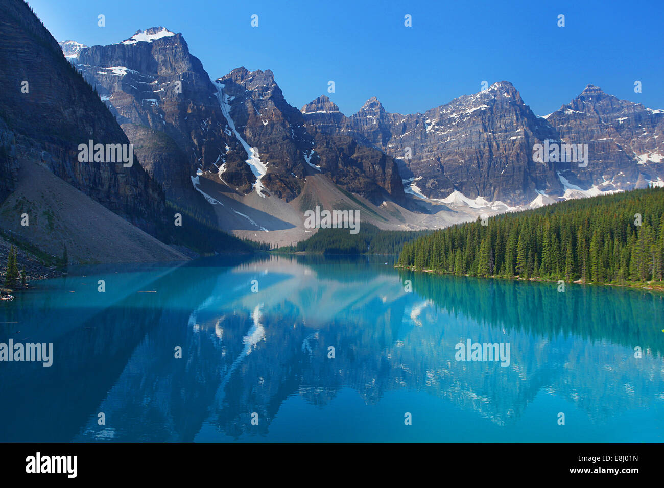 Moraine Lake in the Canadian Rockies Stock Photo