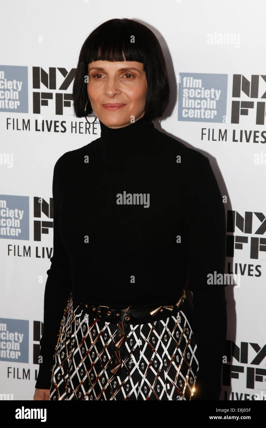 New York, USA. 8th October, 2014. Actress Juliette Binoche attends the premiere of 'Clouds of Sils Maria' at the 52nd New York Film Festival at Alice Tully Hall on October 8, 2014 in New York City. Credit:  Debby Wong/Alamy Live News Stock Photo