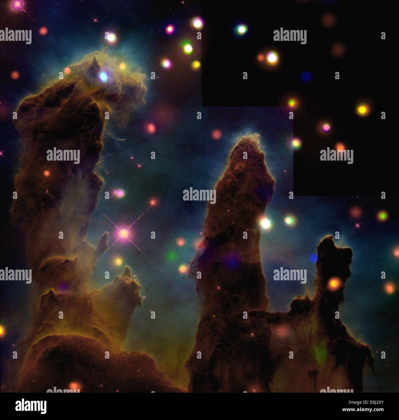 The Eagle Nebula Pillars of Creation Stock Photo