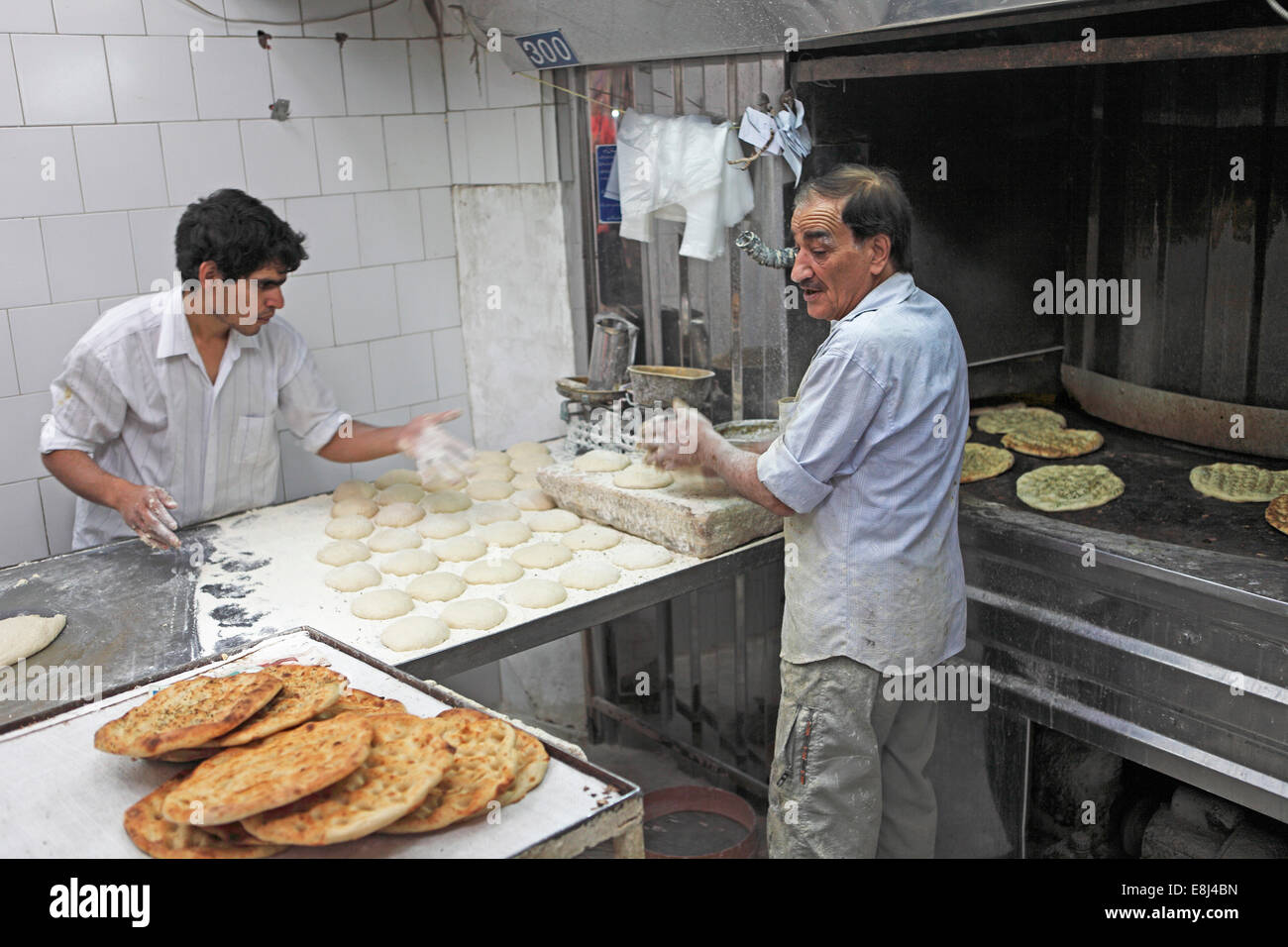 Bread bakers, Yazd, Yazd Province, Persia, Iran Stock Photo