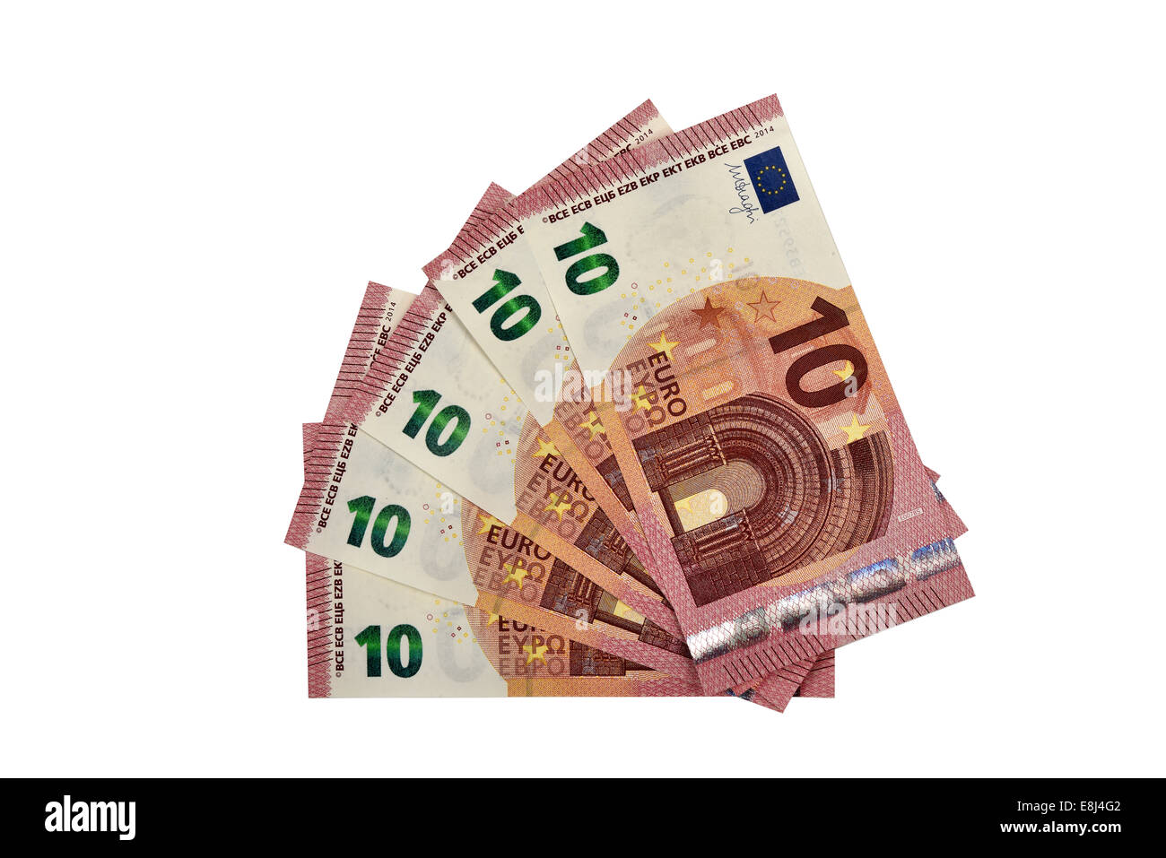 10 EURO banknotes, in circulation since September 2014, subjects Stock Photo