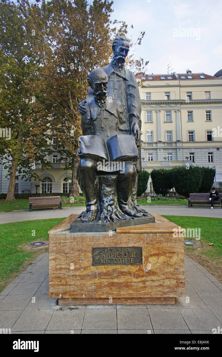 Sculpture of Cyril and Methodius, Belgrade, Serbia Stock Photo