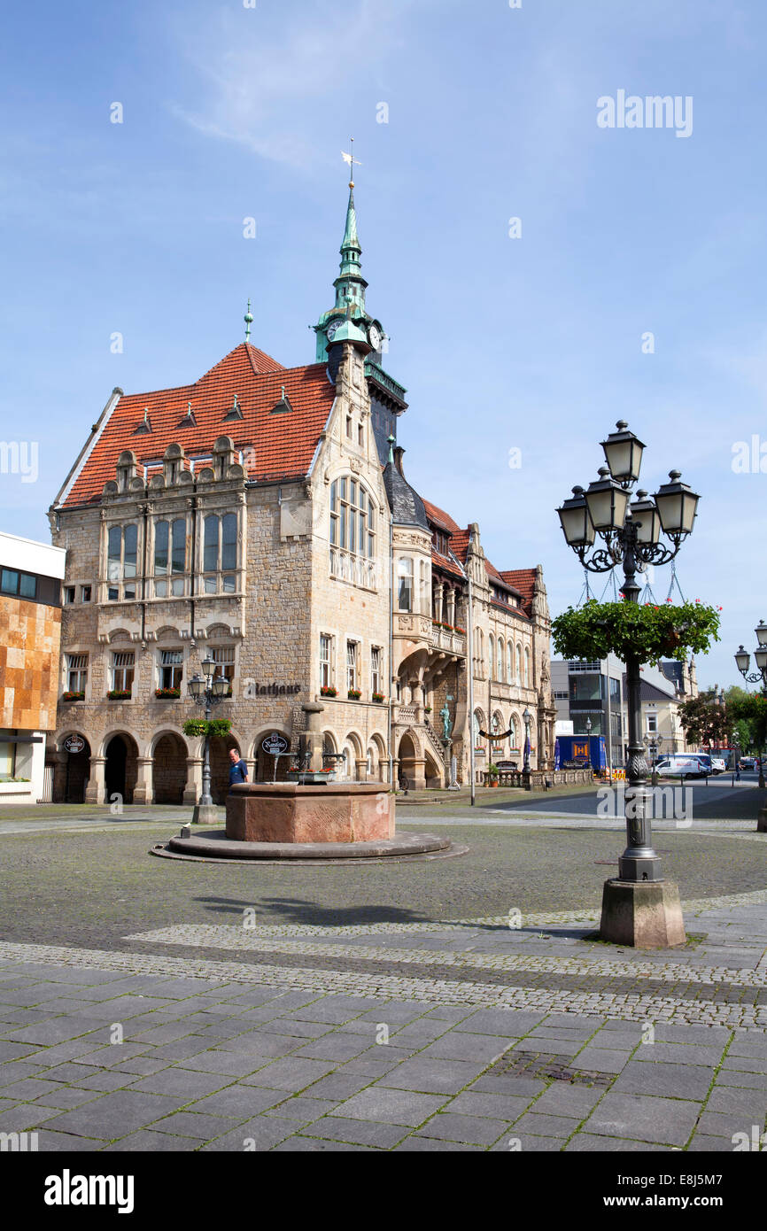 Market Square and Town Hall, Bueckeburg, Lower Saxony, Germany, Europe Stock Photo
