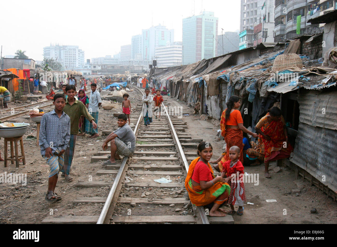 Slum dwellers Stock Photo