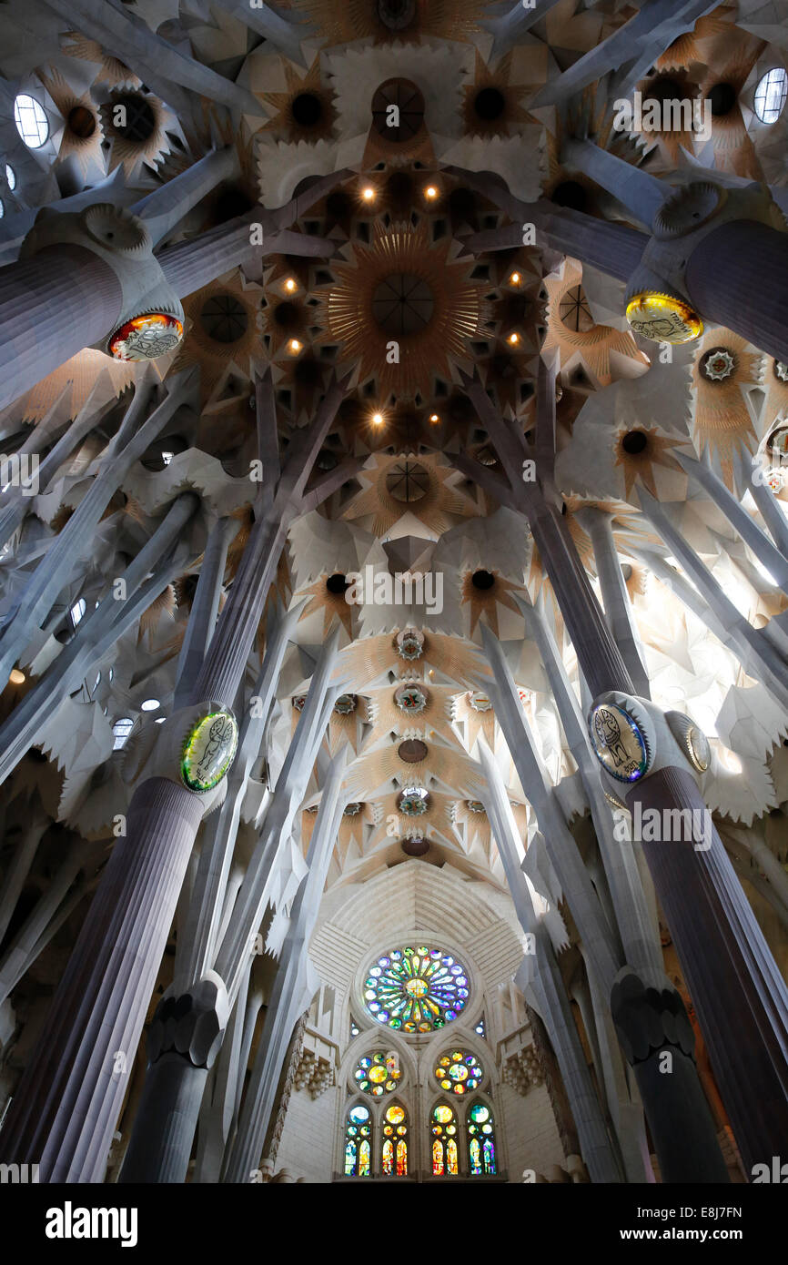 Sagrada Familia basilica transept Stock Photo