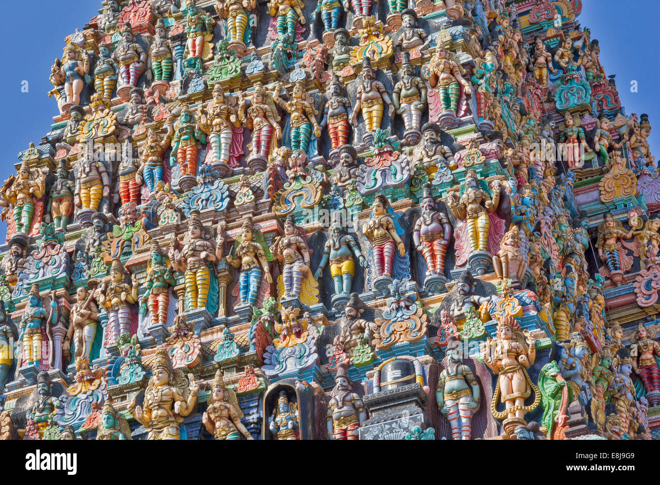 MEENAKSHI AMMAN TEMPLE MADURAI INDIA DETAIL OF HUNDREDS OF STATUES OF