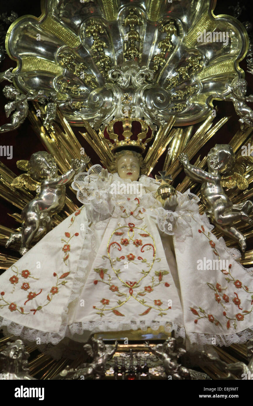 The Infant Jesus of Prague. Bambino di Praga. Church of Our Lady of Victory and St. Anthony of Padua. Prague. Stock Photo
