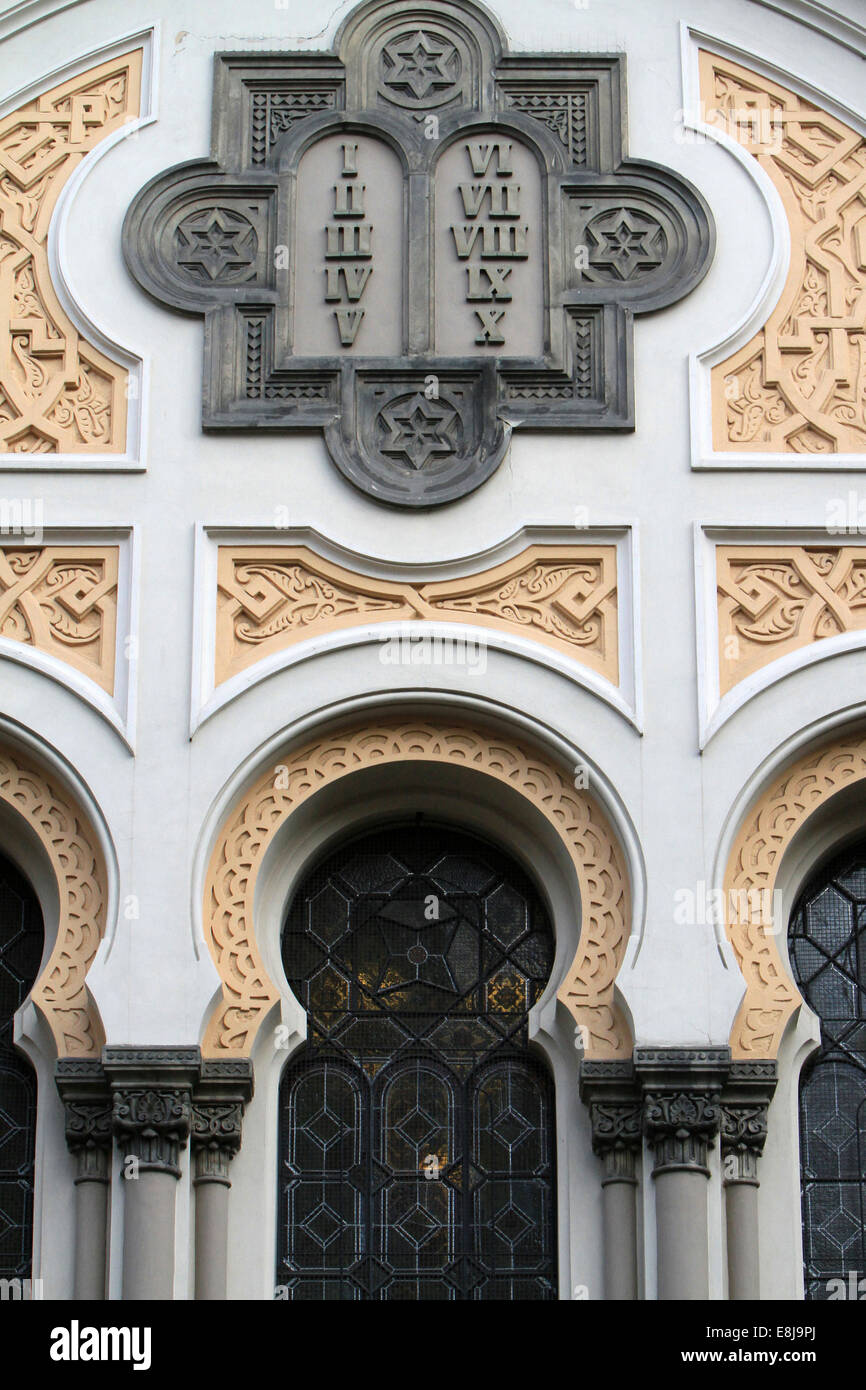 The 10 Commandments. Spanish Synagogue. Prague. Stock Photo