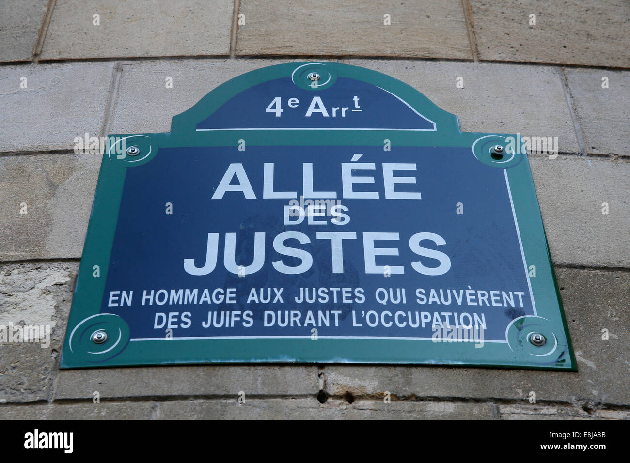 AllŽe des Justes in Paris. In Memory of the people in France who helped saving  jews during the Occupation of France by the Nazi Stock Photo