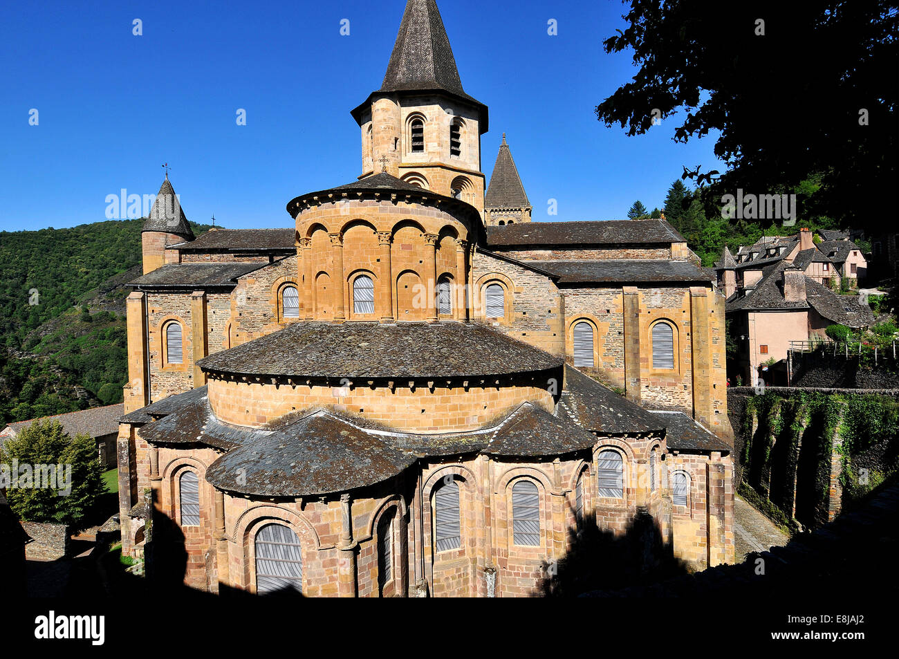 Sainte-Foy de Conques abbey church. Stock Photo