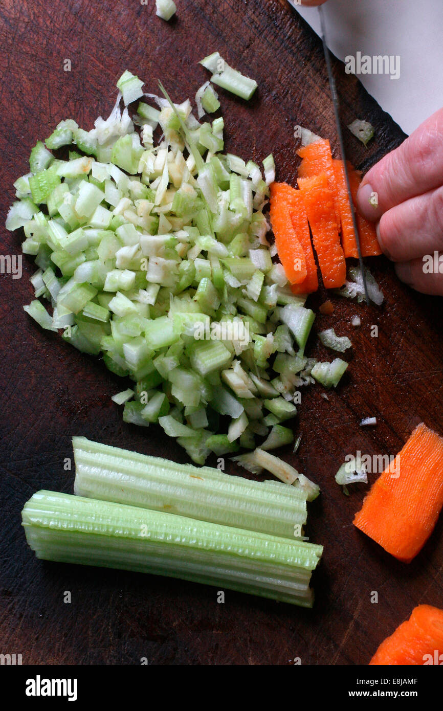 Cutting vegetables Stock Photo