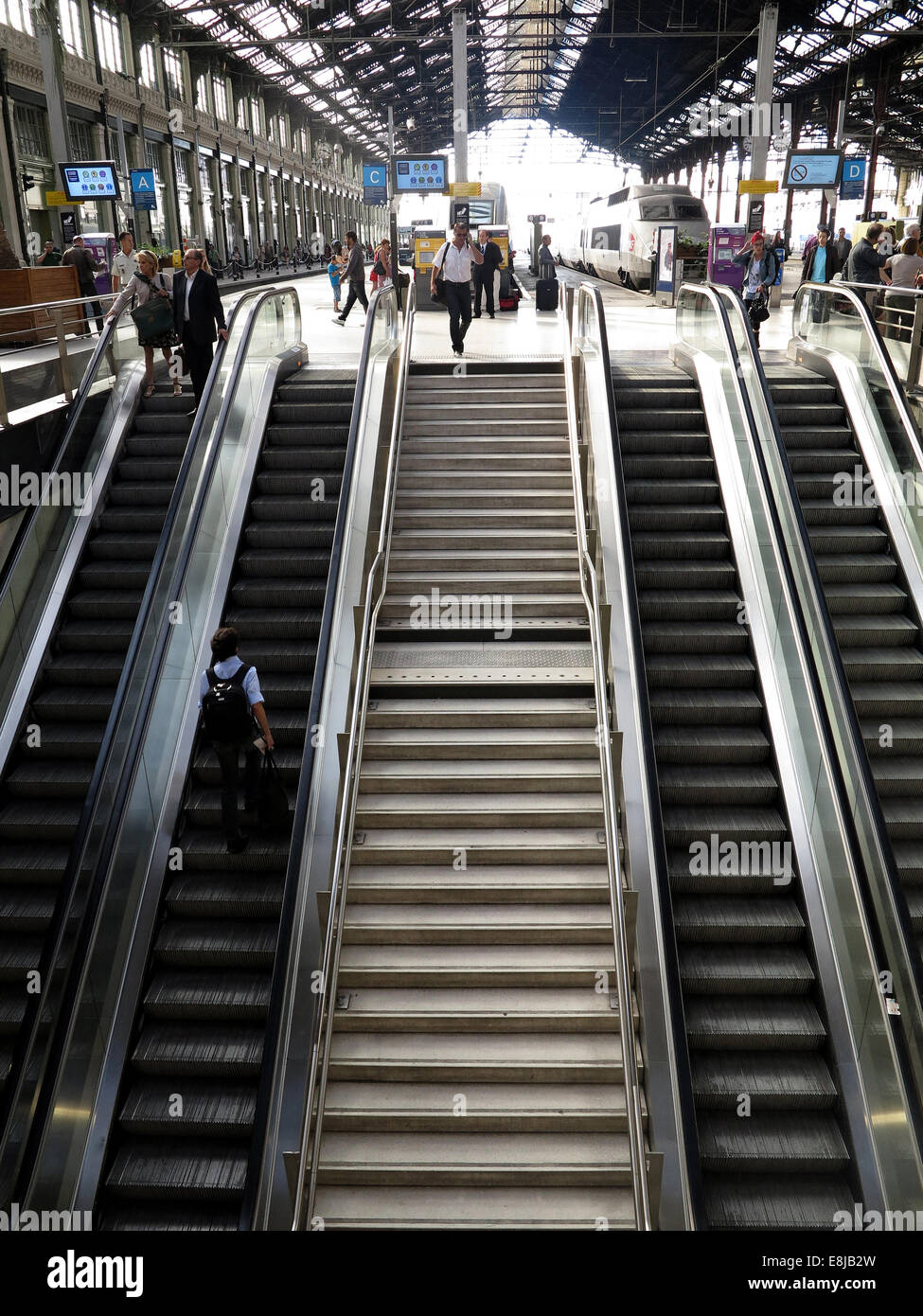 Escalators. Gare de Lyon. Stock Photo