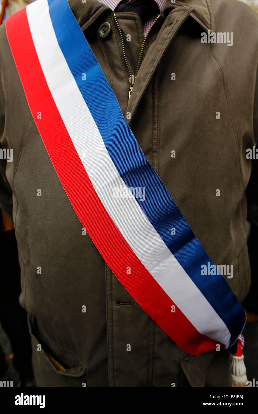 French mayor's scarf Stock Photo - Alamy
