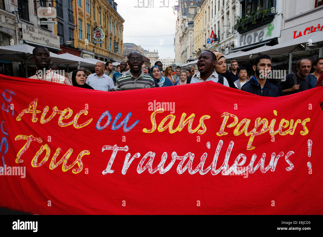 Demonstration of workers with no legal status Stock Photo Alamy