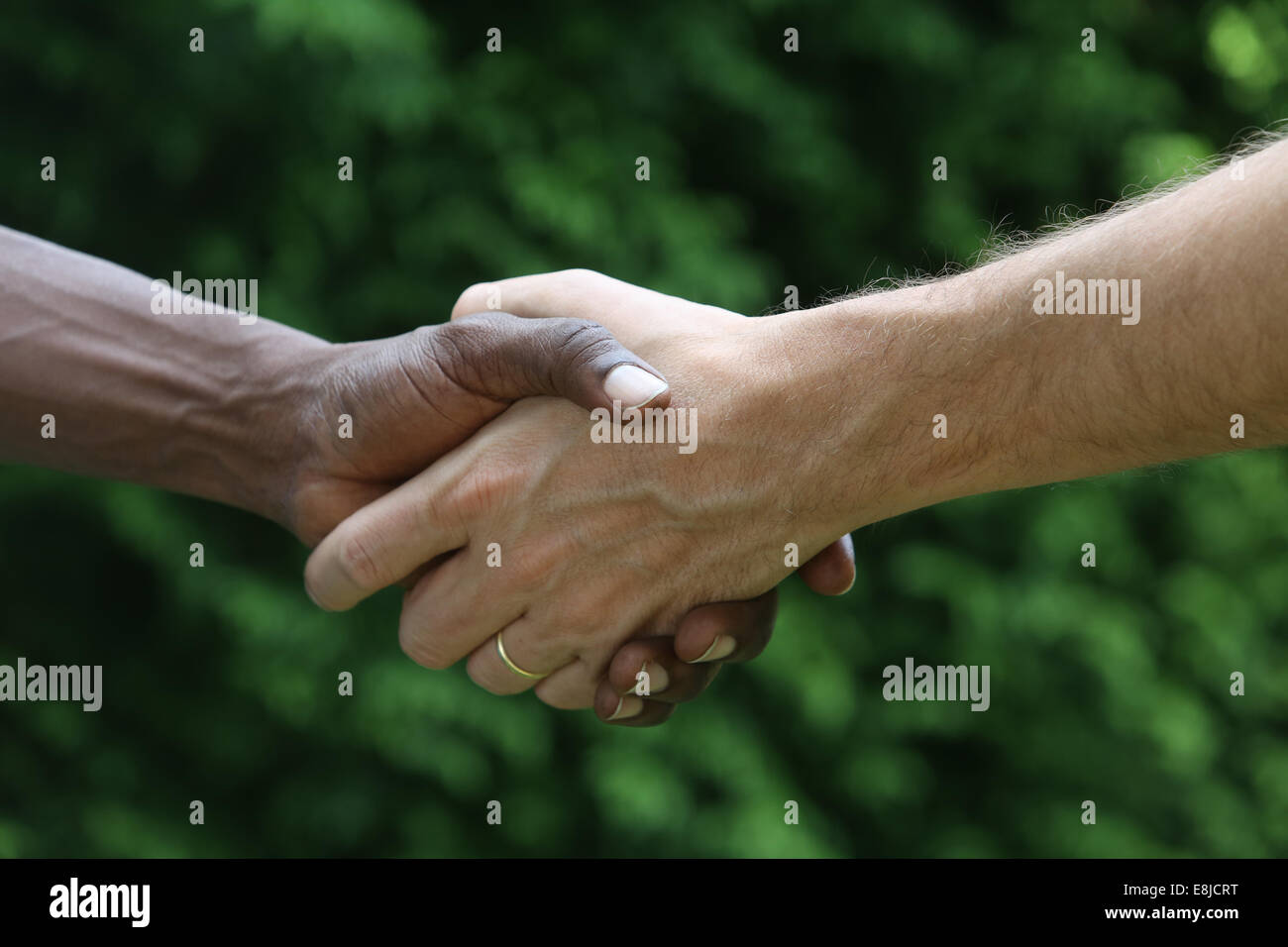 Black and white hands. Stock Photo