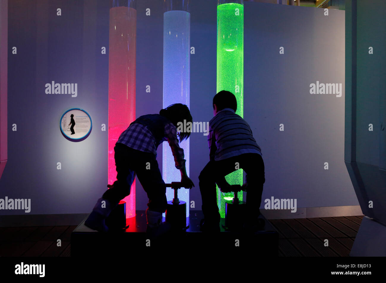 Children having fun and educational activities at la CitŽ des Sciences, Paris Stock Photo