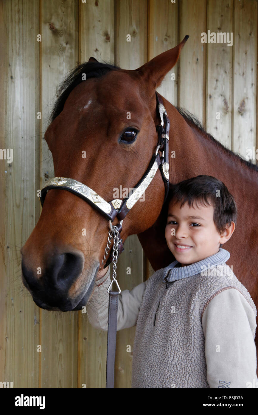 Boy and horse Stock Photo Alamy