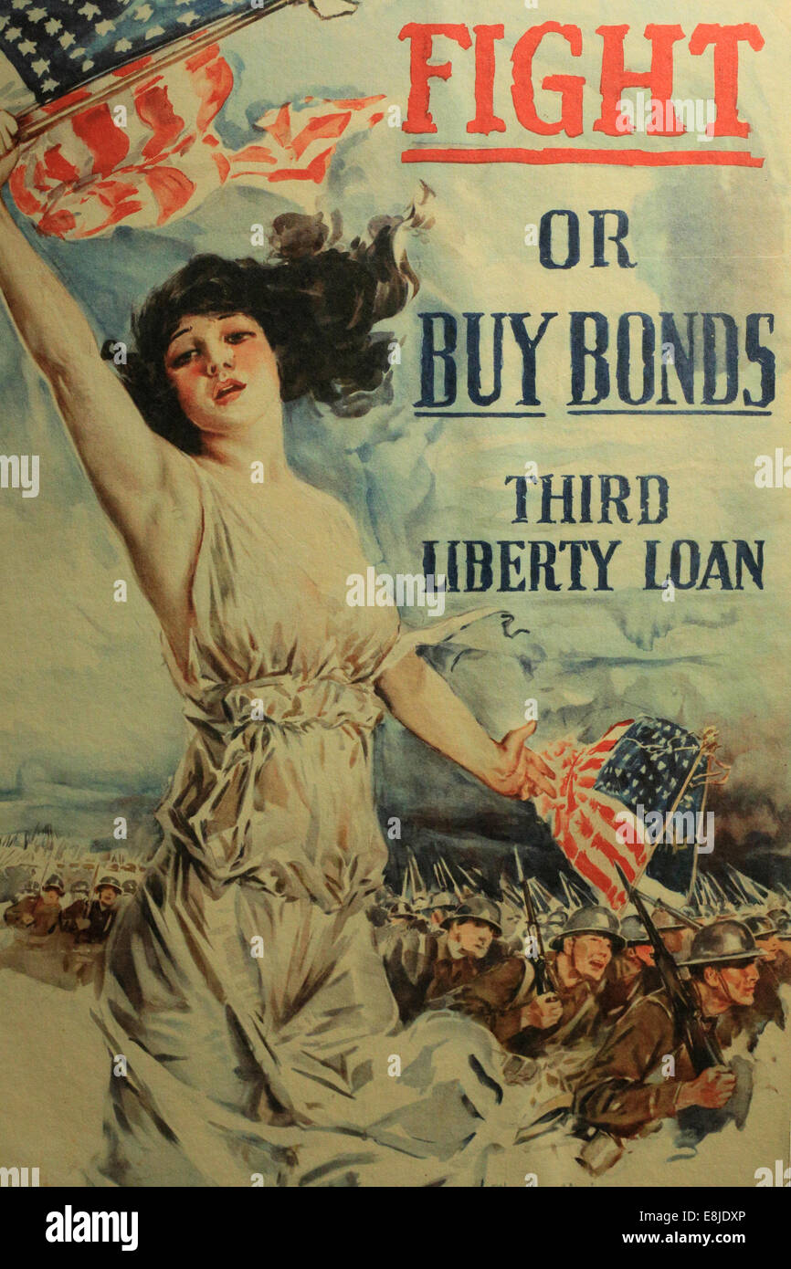 Fight or buy bonds. United States. 1917. Howard C. Christy, printer Forbes (Boston). The Museum of the Great War. Meaux. Stock Photo