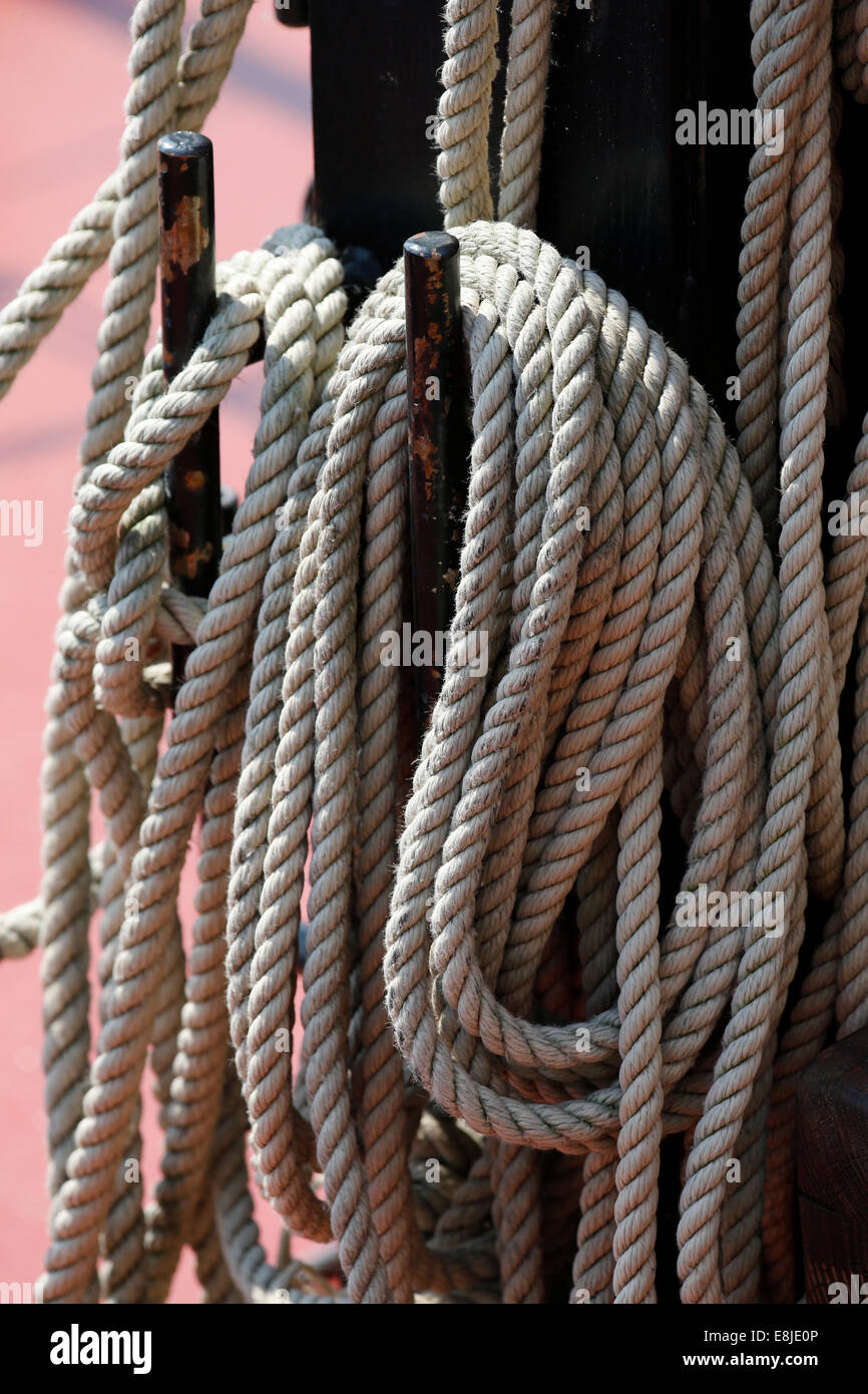 Ropes on a boat Stock Photo Alamy