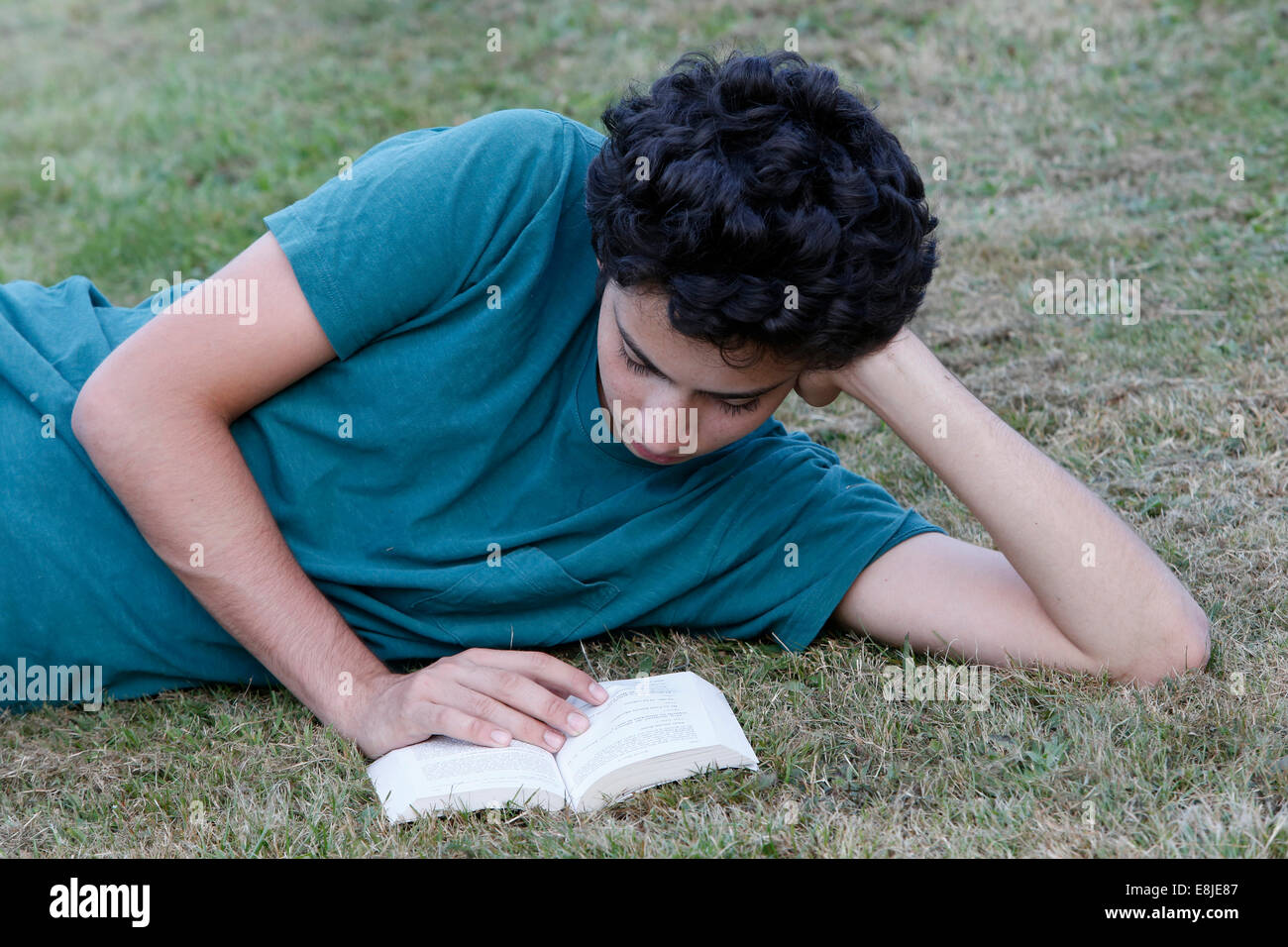 Student reading a book Stock Photo