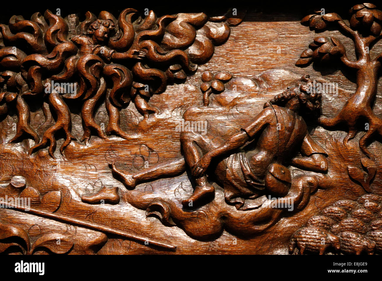 Moses and the burning bush. Wood sculpture. 17th century. Sainte