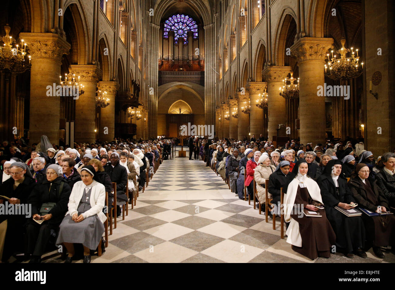 Chrism mass. Notre Dame de Paris Cathedral. Stock Photo