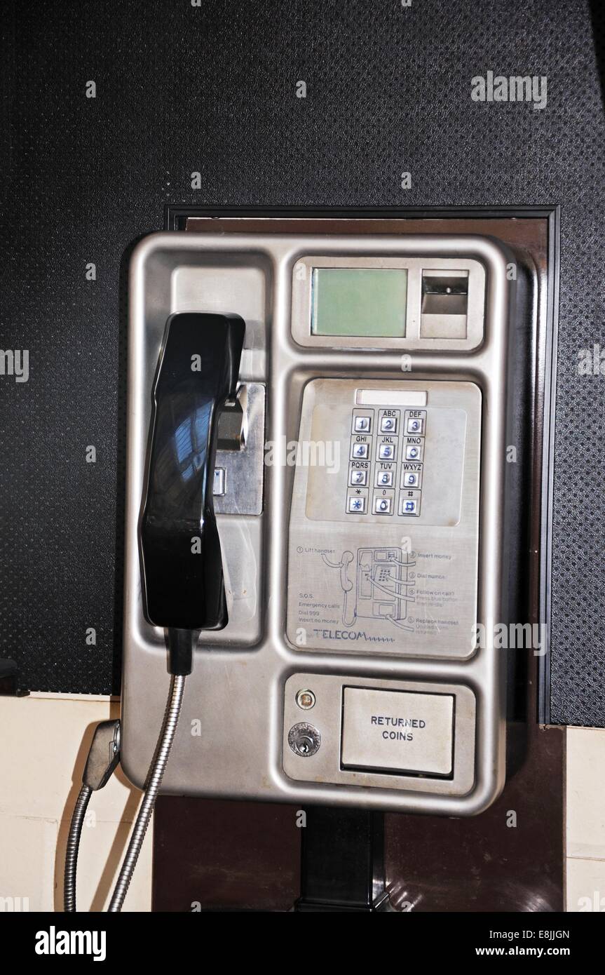 Public coin operated telephone in the Market Hall, Derby, Derbyshire