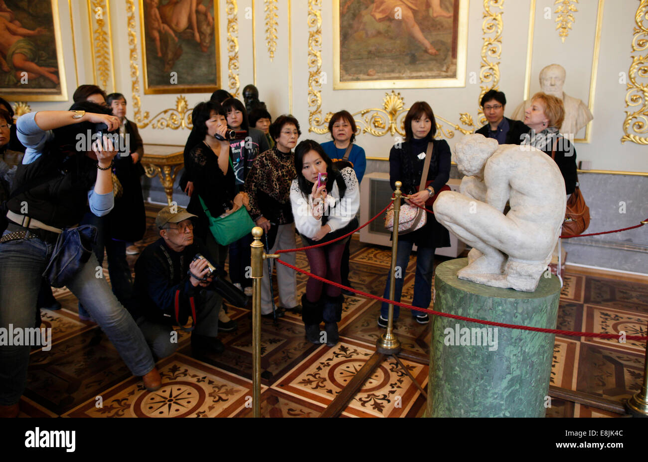 Hermitage Museum. Crouching Boy. Michelangelo Buonarroti. Sculpture. Stock Photo