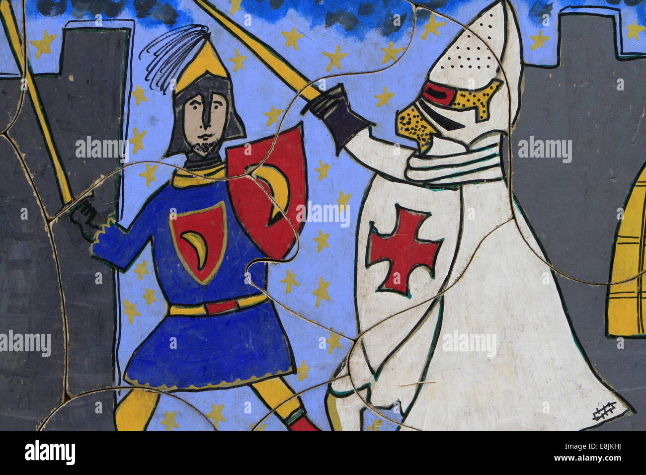 Illustration of the Knights of the Order of the Temple. Stock Photo