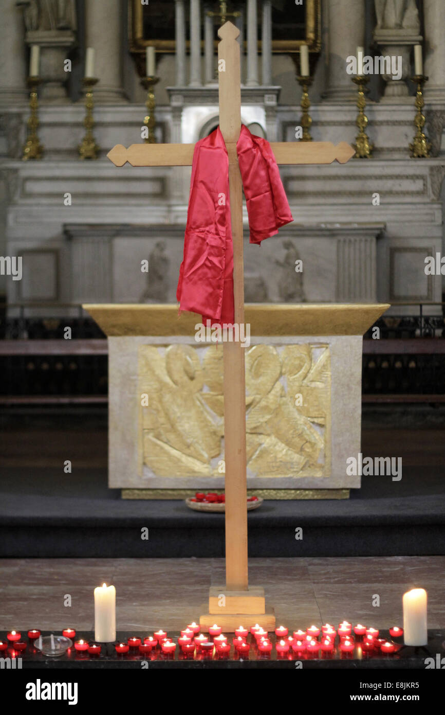 Cross and shroud. Holy Week. Stock Photo