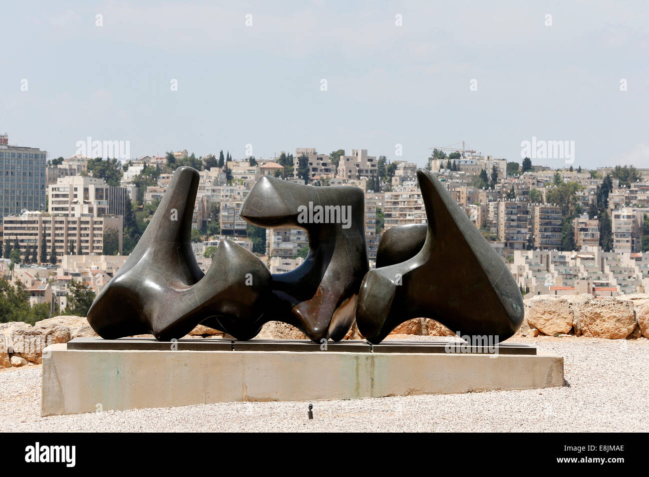 Three pieces sculpture vertebrae by Henry Moore. 1968-1969. The Israel Museum. Stock Photo