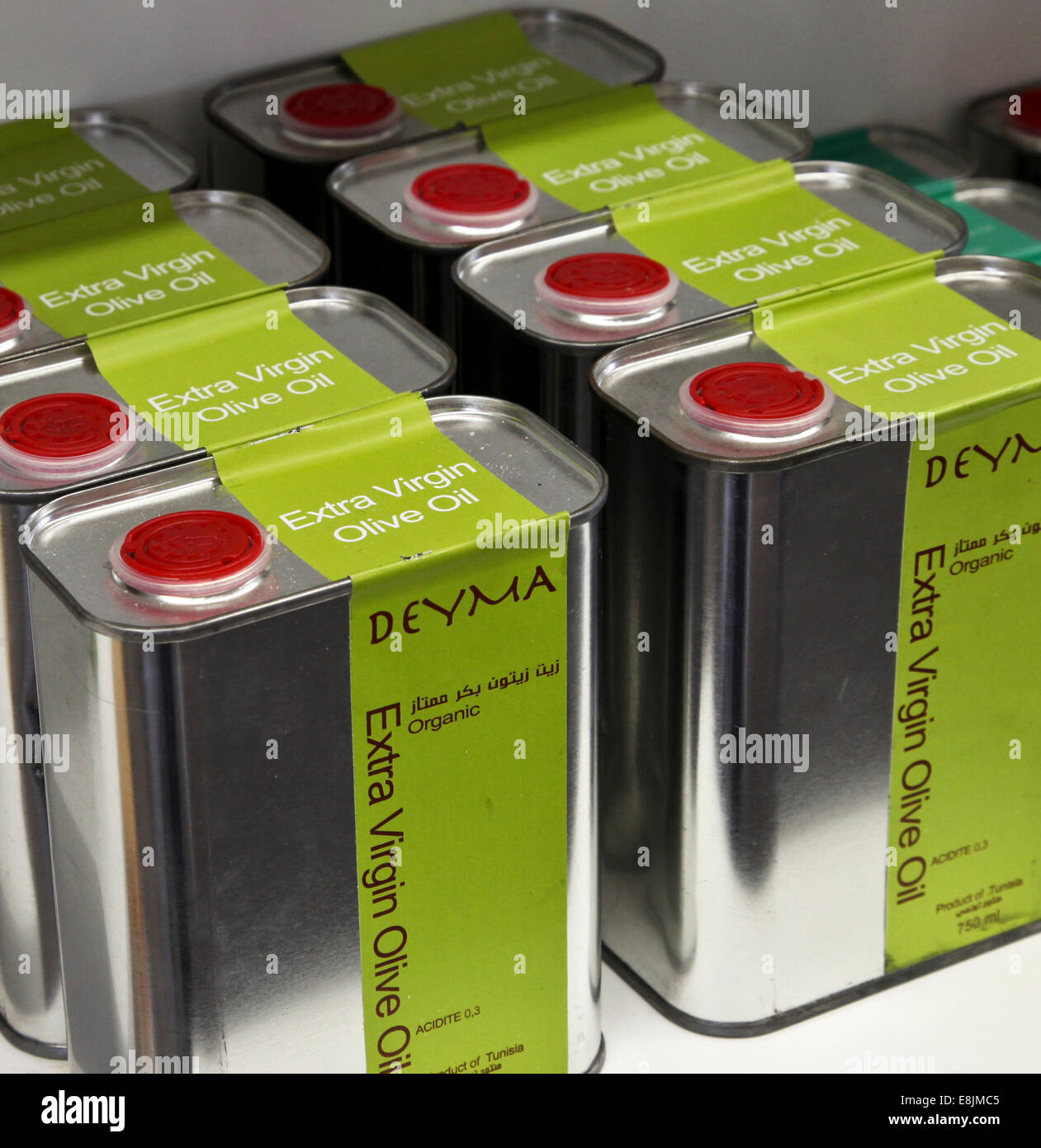 Cans of olive oil Stock Photo Alamy