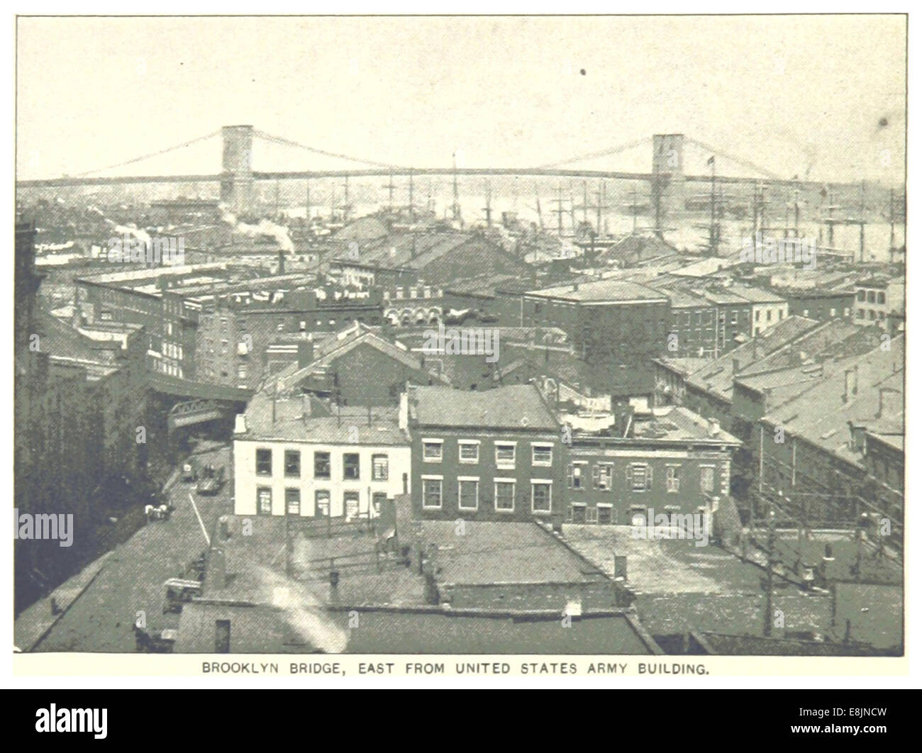 (King1893NYC) pg724 BROOKLYN BRIDGE, EAST FROM UNITED STATES ARMY BUILDING Stock Photo