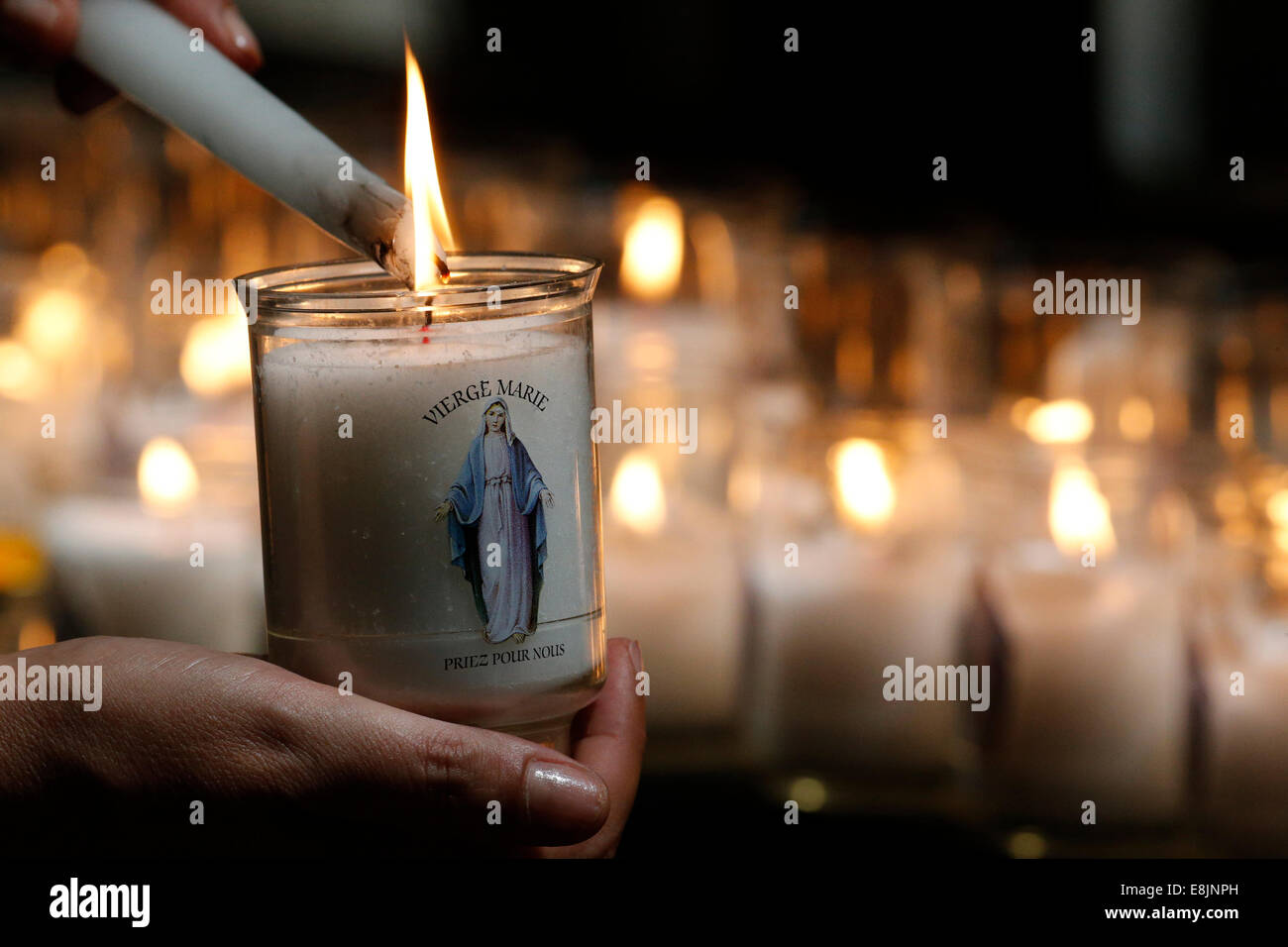 One Dozen- Artisanal Metal Embossed Candles (Virgin Mary)