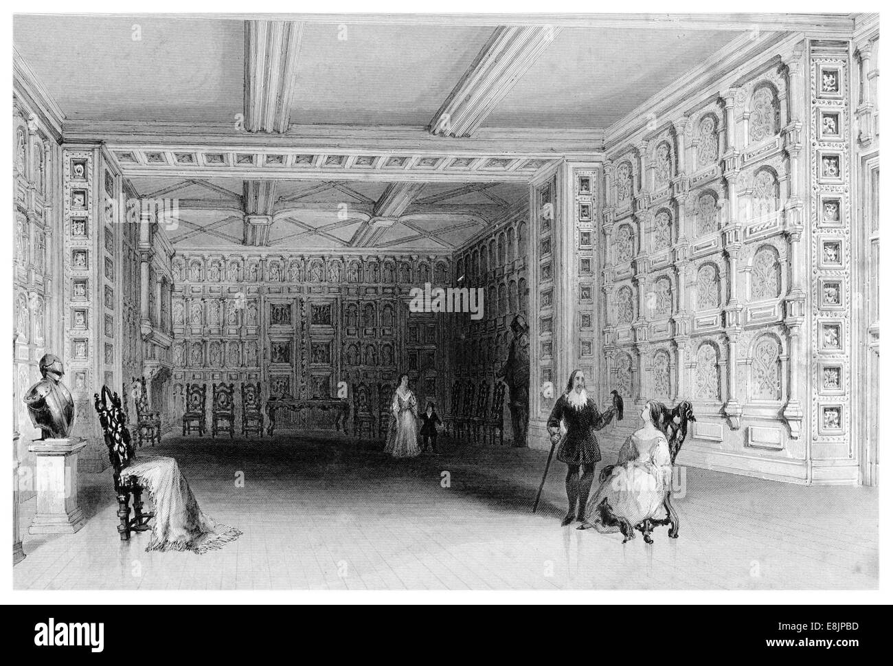 Interior of a room at Malahide Castle County Dublin Republic Ireland  circa 1840 Stock Photo