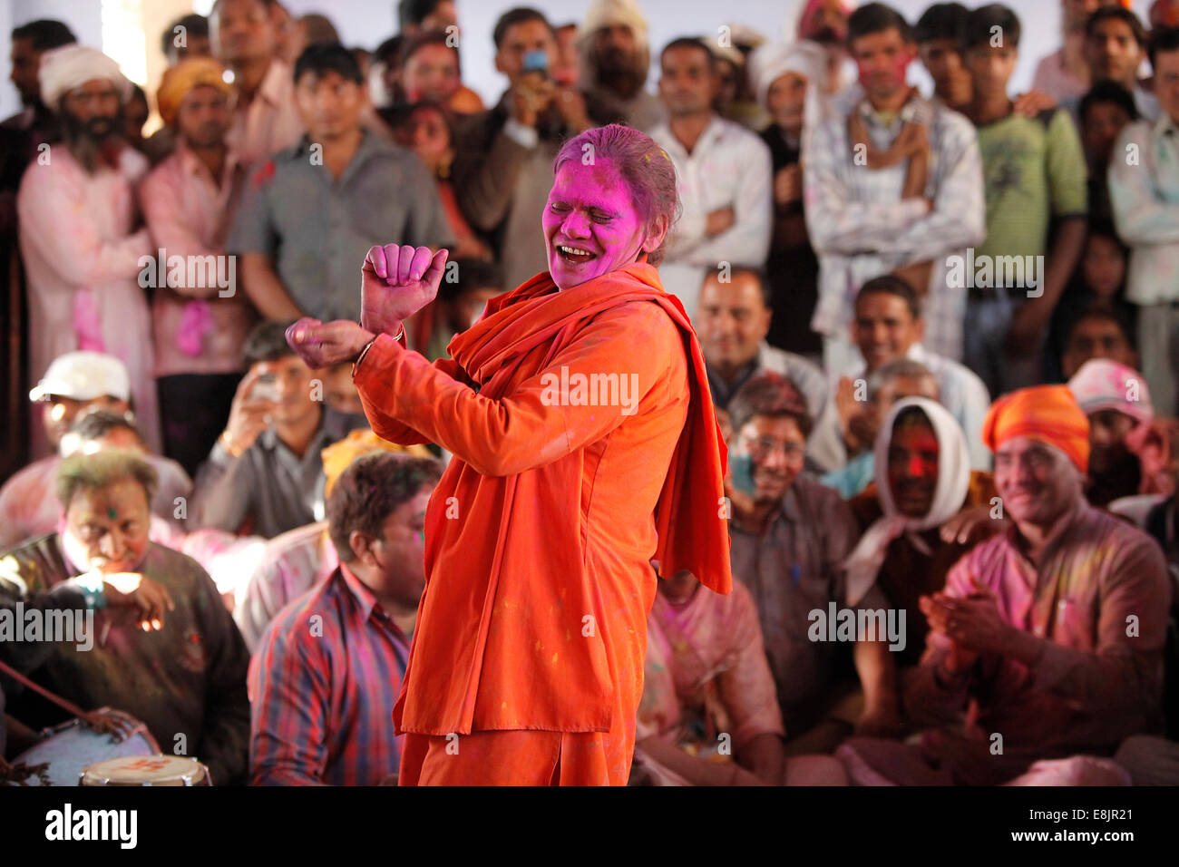 Celebrating Holi festival Stock Photo