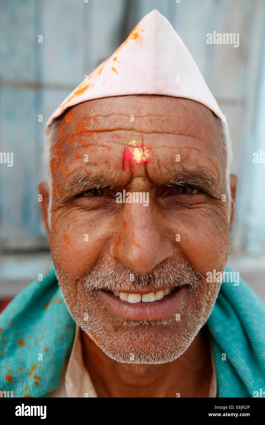 Hindu celebrating Holi festival Stock Photo