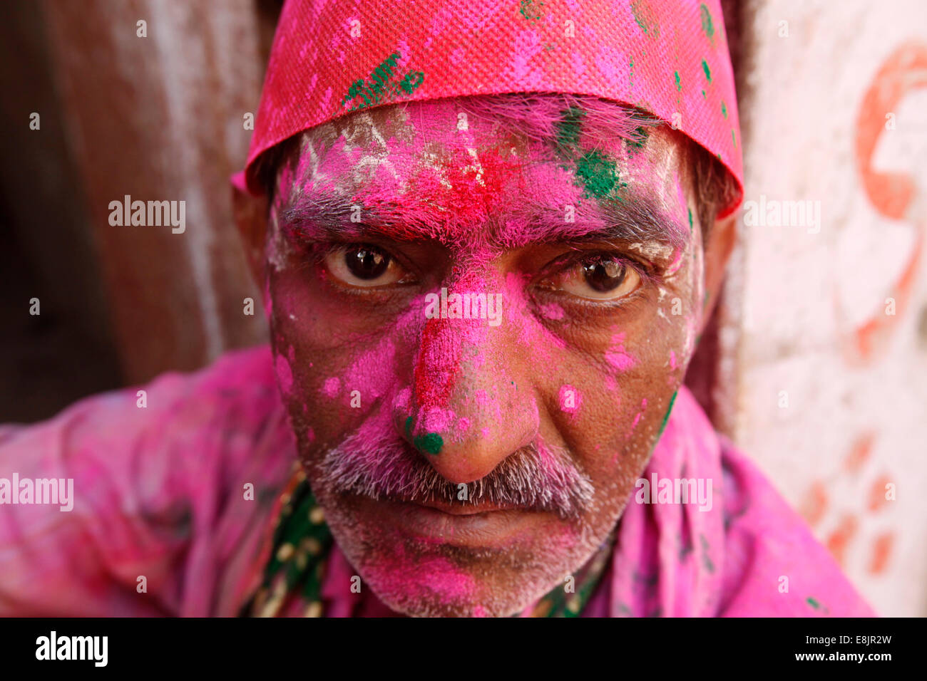 Hindu celebrating Holi festival Stock Photo