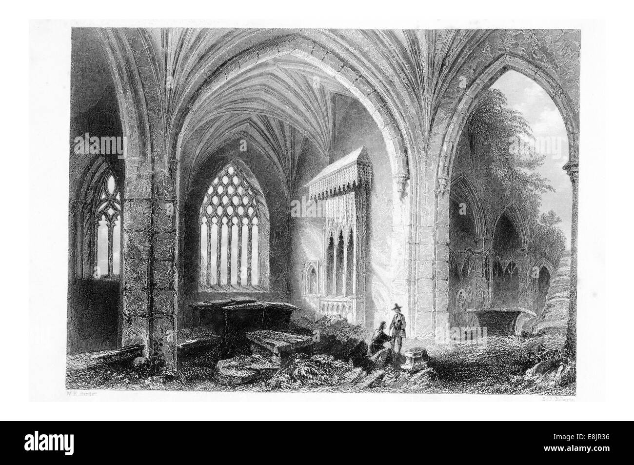 Interior of Holycross Holy cross abbey Mainistir na Croise Naofa on the suir County Tipperary Ireland circa 1840 Stock Photo