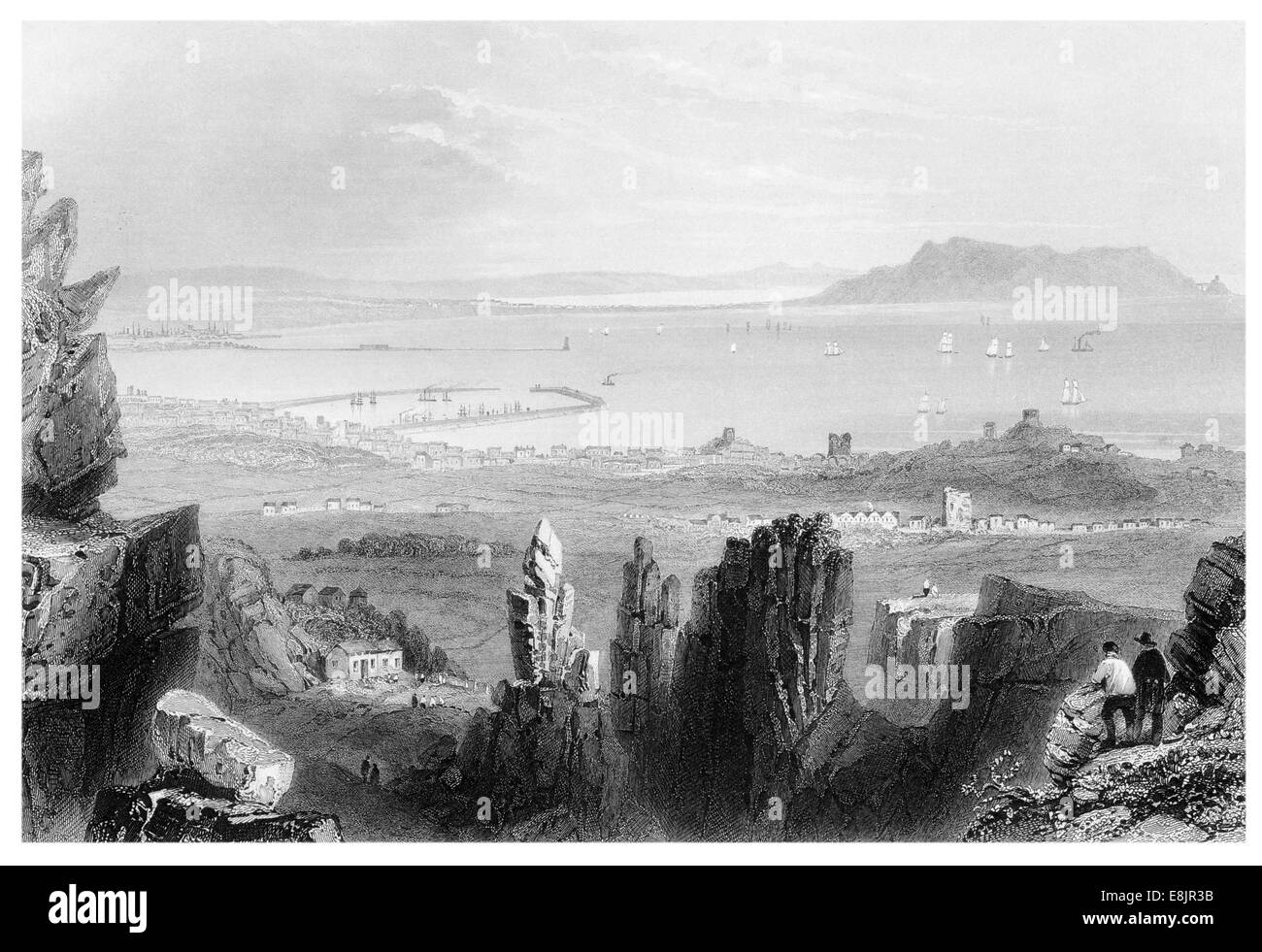 Dublin Bay from Kingstown Quarries Circa 1840 Stock Photo