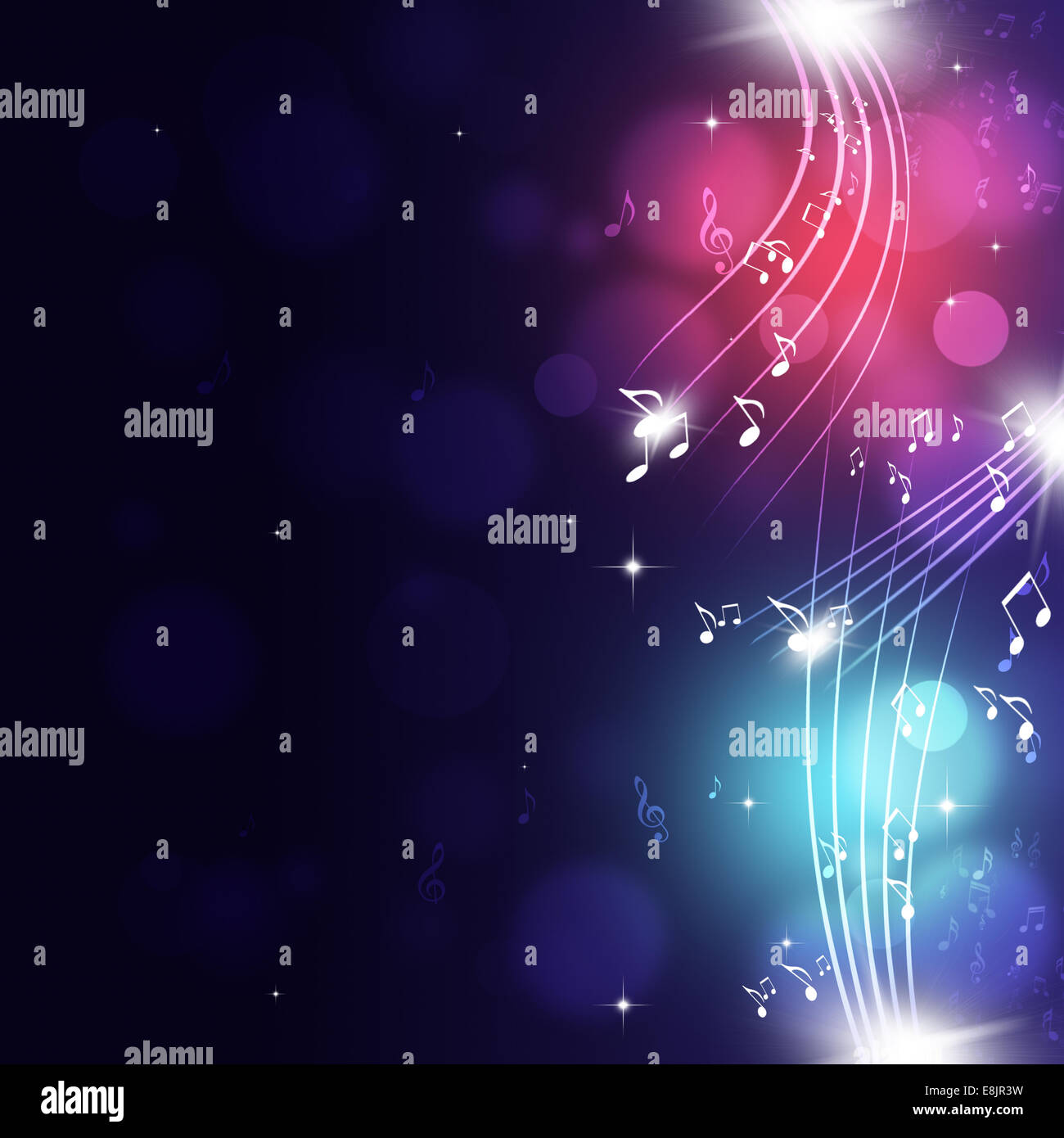abstract music notes multicolor background for party events Stock Photo