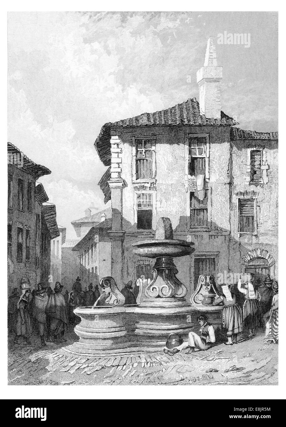 Veletri, near Rome Original steel engraving drawn by P. Robins, engraved by J. Henshall. 1834 Stock Photo