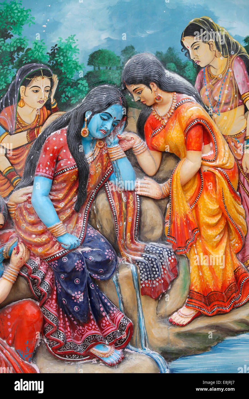 Radha crying after being separated from Krishna Stock Photo