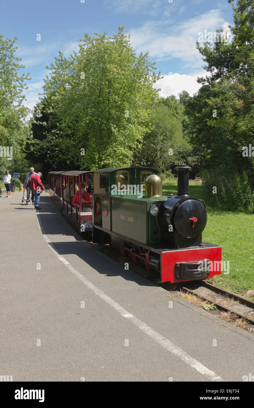Miniature railway at Haigh Hall, Wigan. Haigh Hall is a country house and large public park run by Wigan Borough Council. Stock Photo