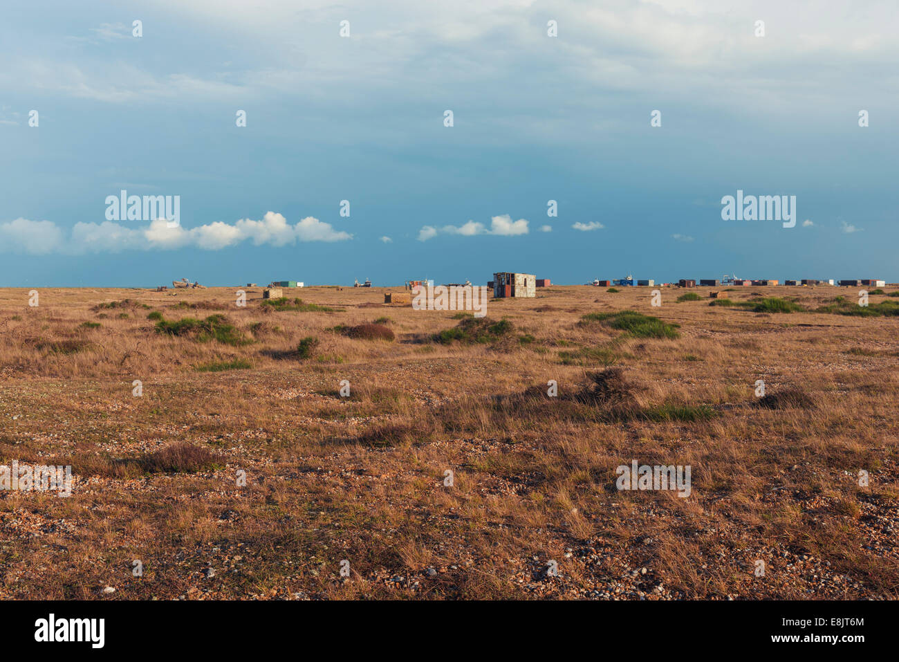 The desolate landscape of Dungeness, Kent Stock Photo
