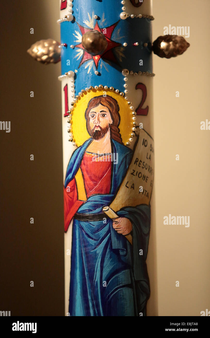 Candle representing Jesus Christ. Saint Anthony of Padua church. Stock Photo