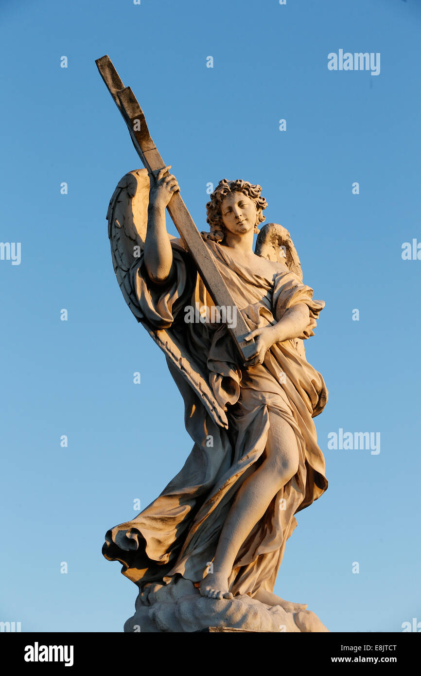 Angel statue on Ponte Sant'Angelo. Le Bernin. Stock Photo